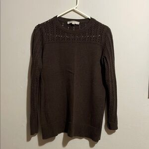 LOFT Chocolate Brown Crewneck Knit Sweater. Size Small